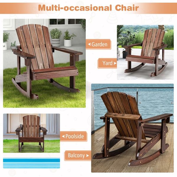 Kids Adirondack Rocking Chair with Slatted seat for Balcony/Backyard