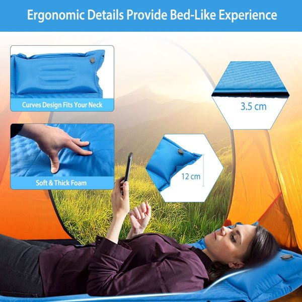 Self-Inflating Camping Mat with Connectable Design and Pillows for Camping