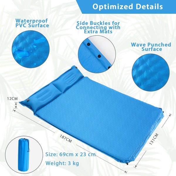 Self-Inflating Camping Mat with Connectable Design and Pillows for Camping