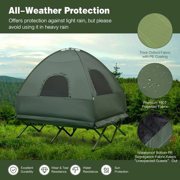 2-Person Foldable Camping Tent Cot with Air Mattress