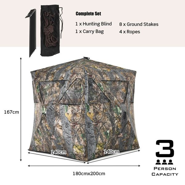 Portable Hunting Blind with Ground Stakes & Tie-downs for Deer and Antelope