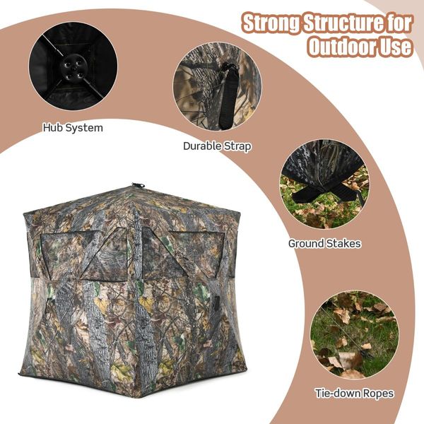 Portable Hunting Blind with Ground Stakes & Tie-downs for Deer and Antelope