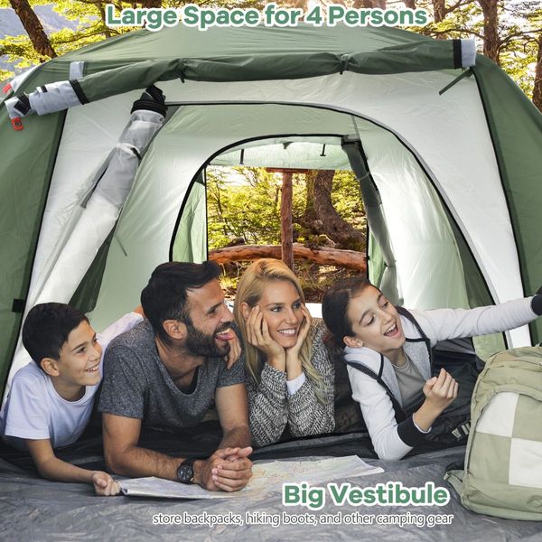 Double-Layer Camping Tent with Front Porch for Family