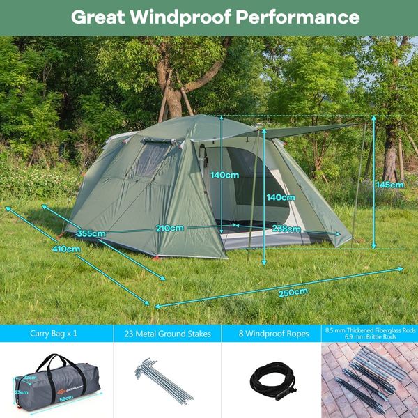 Double-Layer Camping Tent with Front Porch for Family