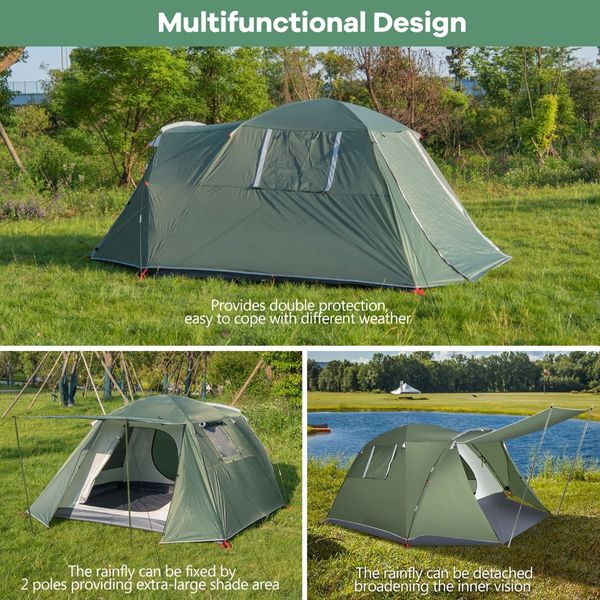 Double-Layer Camping Tent with Front Porch for Family