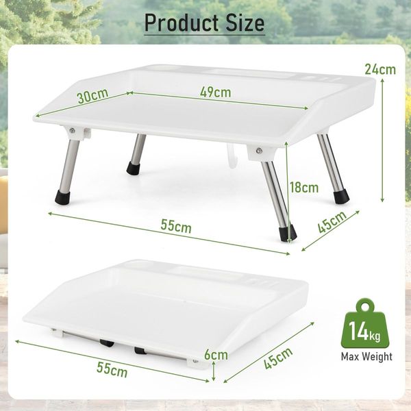 Folding Fish Fillet Table with Knife Slots and Drainage Hose for Camping