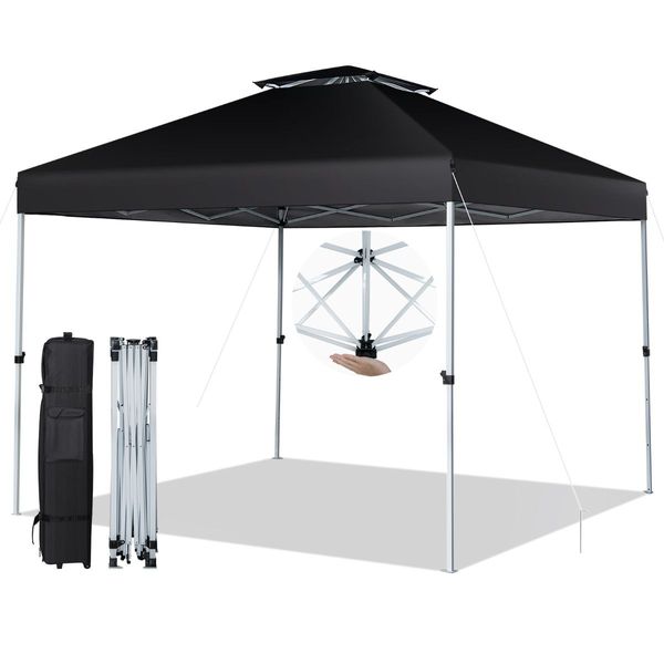 3 M x 3 M Outdoor Pop-up Canopy with Adjustable Height, Wheeled Carry Bag for Beach, Garden