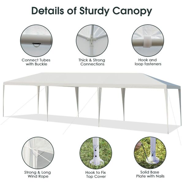 3m x 9m Outdoor Waterproof Canopy with Connection Stakes & Ropes