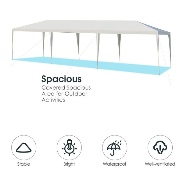 3m x 9m Outdoor Waterproof Canopy with Connection Stakes & Ropes