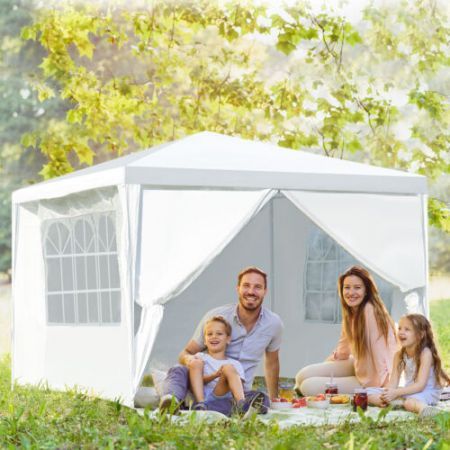 Outdoor Patio Pavilion Screen Shelter with Large Canopy and Steel Tubes for Garden/Lawn/Patio