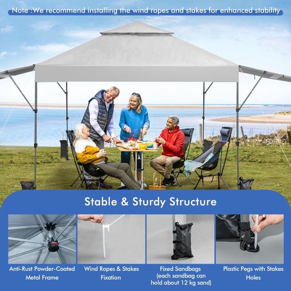 Outdoor Instant Pop-up Canopy Tent with Dual Half Awnings