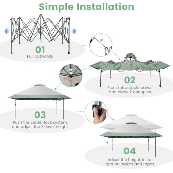 Pop-Up  Canopy Tent with 4 Reinforced Ribs & Wheeled Bag