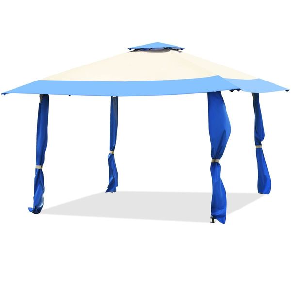 393 cm x 393 cm Pop Up Canopy with Adjustable Heights for Outdoor Camping