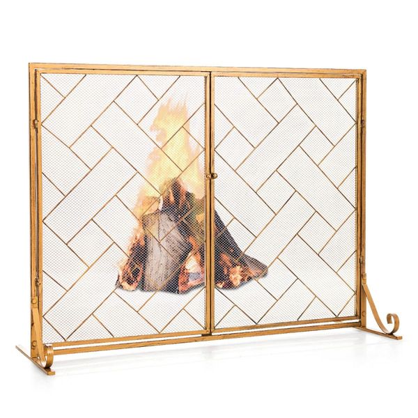 2-Panel Fireplace Screen with Double Door