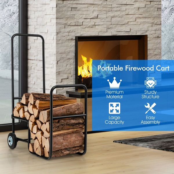 Firewood Cart with Durable Rubber Wheels for All-Terrain