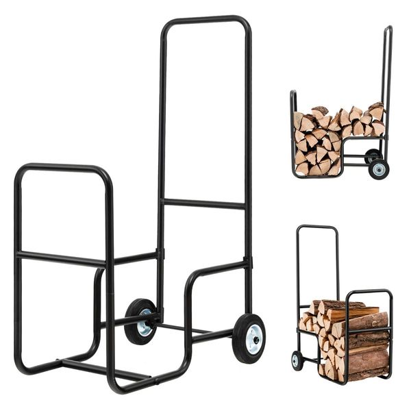 Firewood Cart with Durable Rubber Wheels for All-Terrain