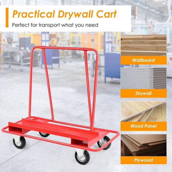 350 kg Heavy-Duty Rolling Drywall Cart Dolly for Handling Wall Panels