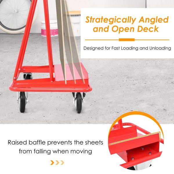 350 kg Heavy-Duty Rolling Drywall Cart Dolly for Handling Wall Panels