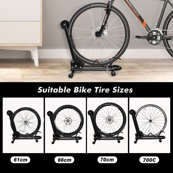 Foldable Bicycle Floor Parking Rack with non-slip foot pads for Garage