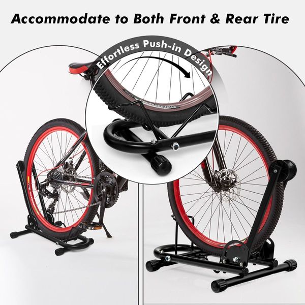 Foldable Bicycle Floor Parking Rack with non-slip foot pads for Garage