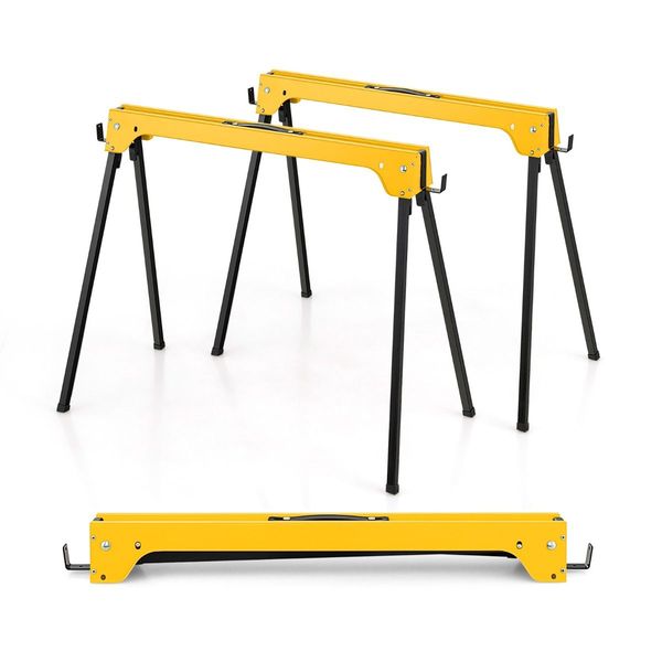 Pack of 2 Folding Sawhorses with Convenient Handle and  Lightweight Tool Stands for Indoor/Outdoor Use