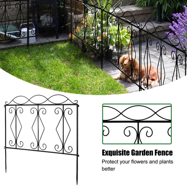 4 Pieces Decorative Garden Fence with Interlock Design for Path