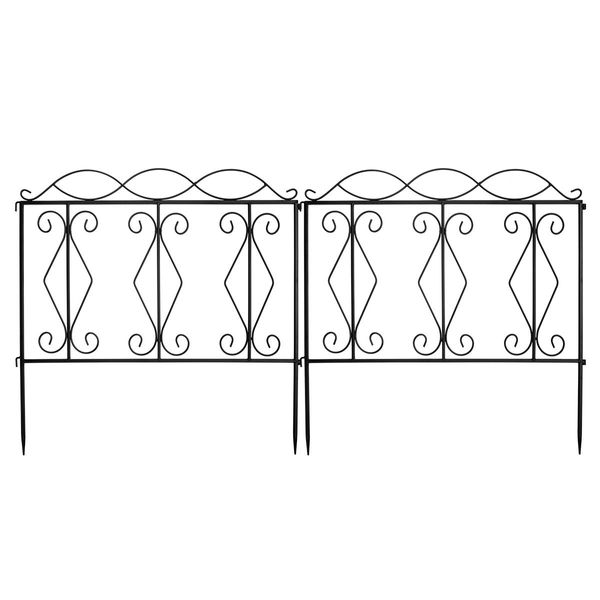 4 Pieces Decorative Garden Fence with Interlock Design for Path