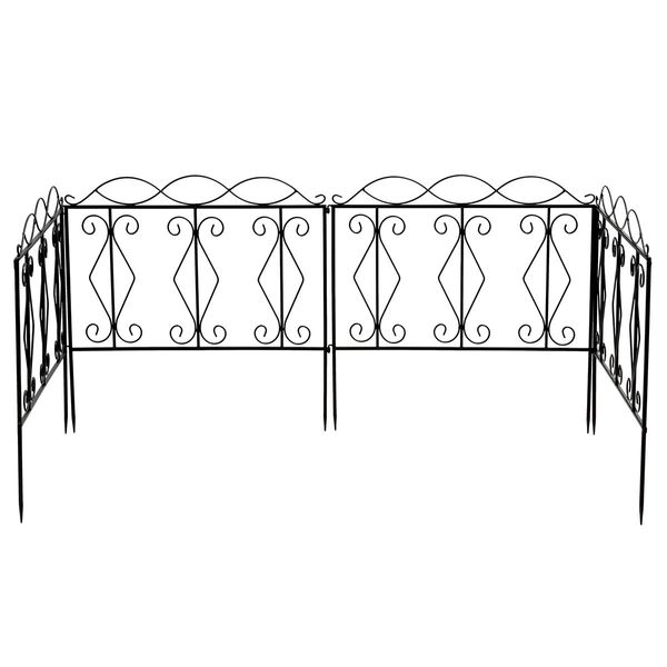 4 Pieces Decorative Garden Fence with Interlock Design for Path