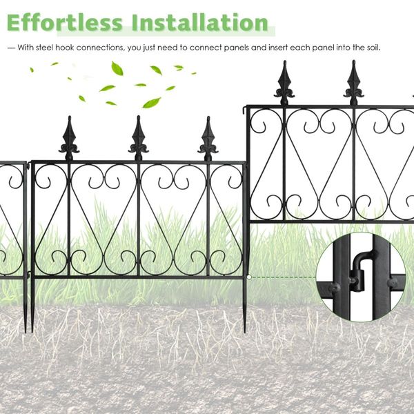 Metal Decorative Fence with Interlocking Design for Garden