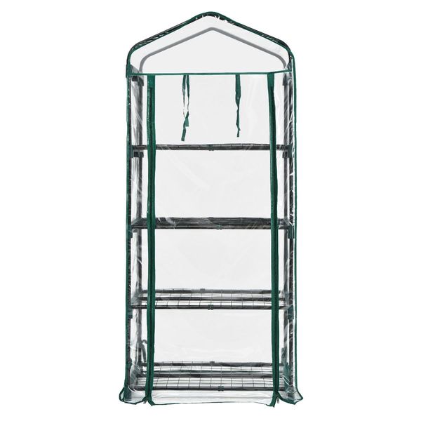 Portable Mini Greenhouse with 4-Tier Rack & PE/PVC Cover for Seedling