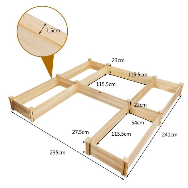 Wooden Garden Bed with Multifunctional Design for Backyard