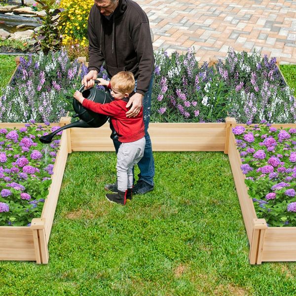 Wooden Garden Bed with Multifunctional Design for Backyard