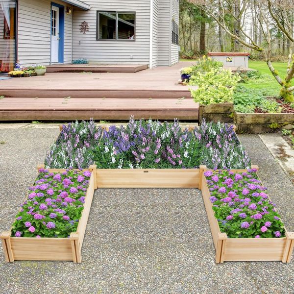 Wooden Garden Bed with Multifunctional Design for Backyard