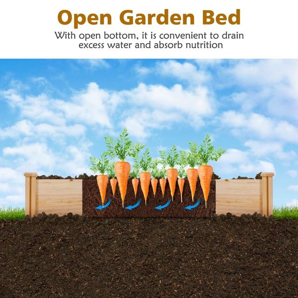 Wooden Garden Bed with Multifunctional Design for Backyard