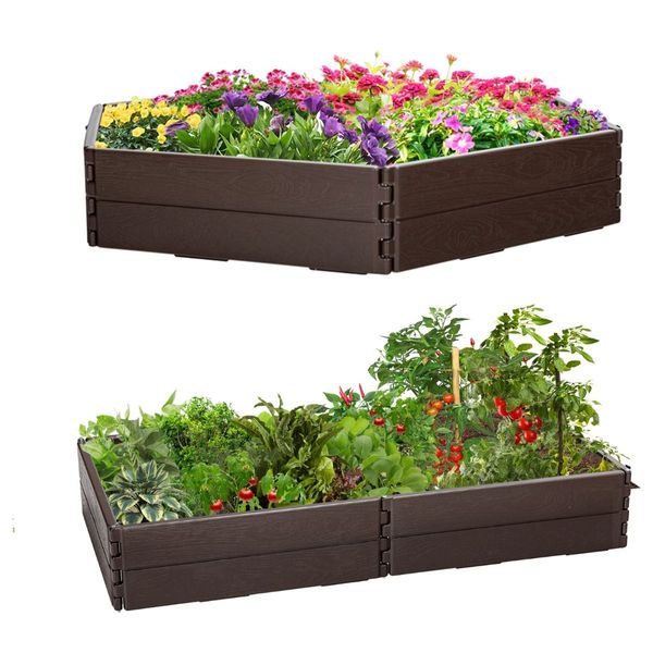 HDPE Raised Garden Bed with 2 Configurations of Rectangular and Hexagon