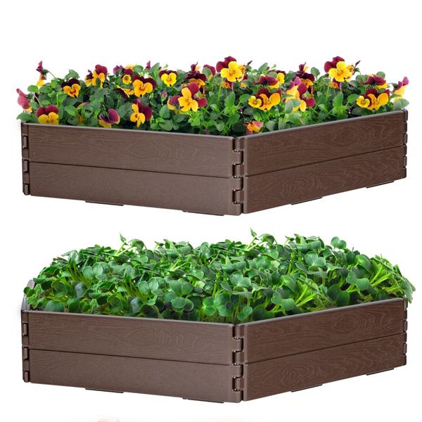 HDPE Raised Garden Bed with 2 Configurations of Rectangular and Hexagon