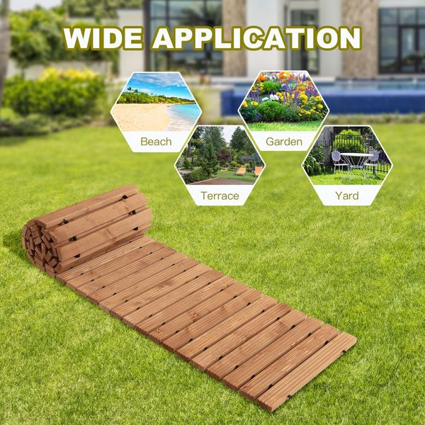 245 cm x 43 cm Outdoor Wood Pathway for Garden, Backyard, Seaside, Beach