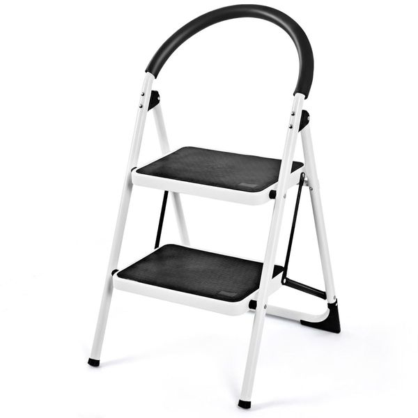 2 Step Household Ladder with Anti-Slip Platform and Lightweight Portable Design for Home/Garden