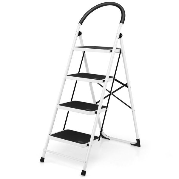 4-Step Ladder with Convenient Handgrip and Anti-Slip Pedal for Home/Garden