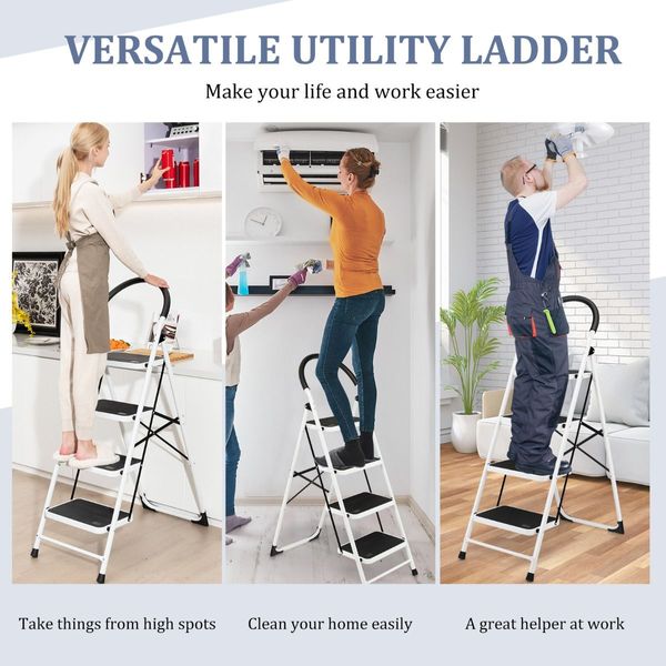 4-Step Ladder with Convenient Handgrip and Anti-Slip Pedal for Home/Garden