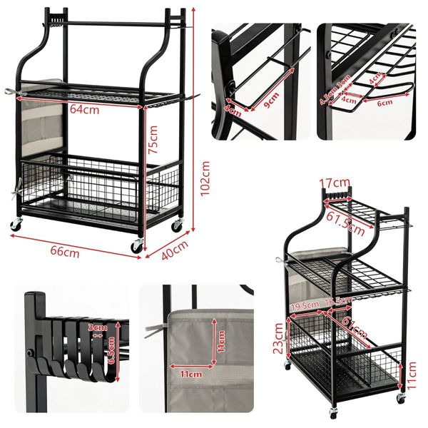 Garden Tool Organizer with Storage Bag for Long Handle Tool Storage