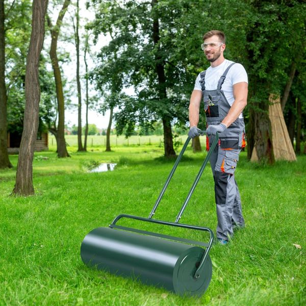 63L Metal Lawn Roller with U-Shaped Handle for Ball Field & Park & Backyard