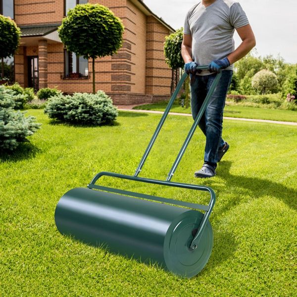 63L Metal Lawn Roller with U-Shaped Handle for Ball Field & Park & Backyard