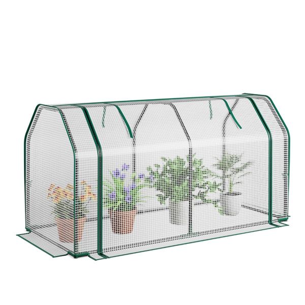 Portable Greenhouse with Roll-Up Zippered Door for Garden