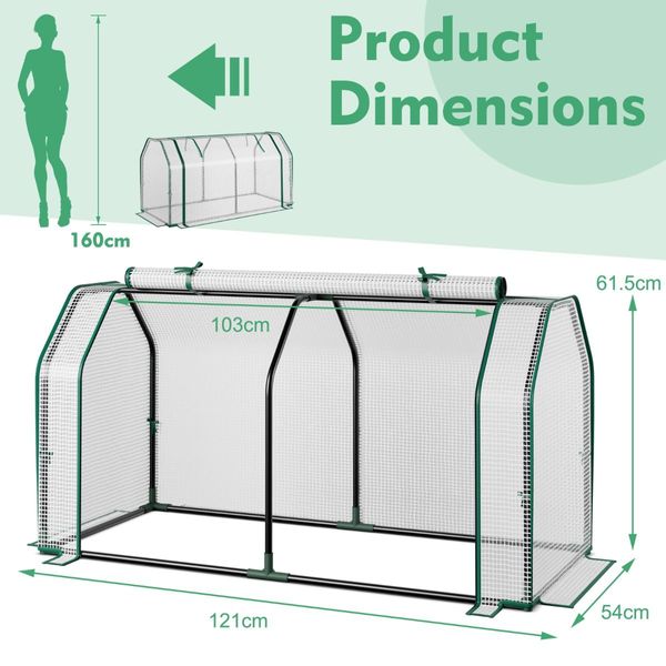 Portable Greenhouse with Roll-Up Zippered Door for Garden