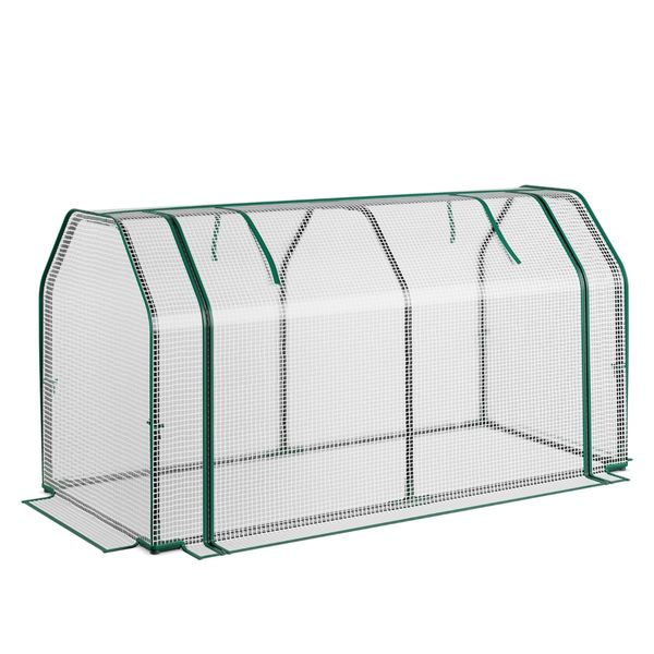 Portable Greenhouse with Roll-Up Zippered Door for Garden