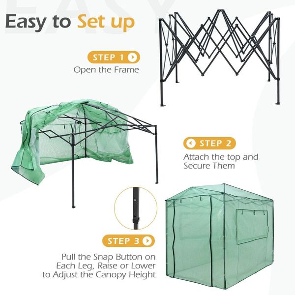 Walk-In Greenhouse Garden Shed Plant Storage Green House Pop-Up Windows