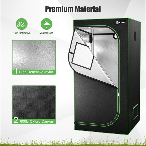 91cm x 91cm x 183cm Indoor Plant Growth Tent wIth Floor Tray, Storage Bag