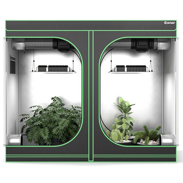 242 cm x 122 cm x 201 cm Grow Tent, Reflective Mylar Tent with Floor Tray, Storage Bag