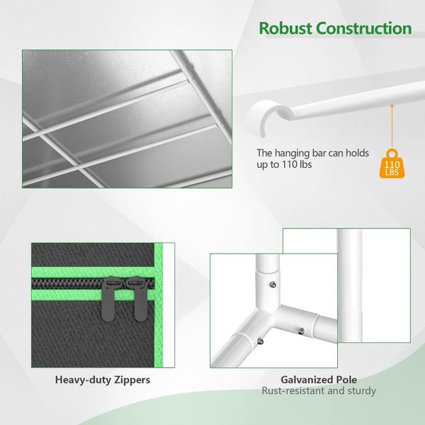 242 cm x 122 cm x 201 cm Grow Tent, Reflective Mylar Tent with Floor Tray, Storage Bag